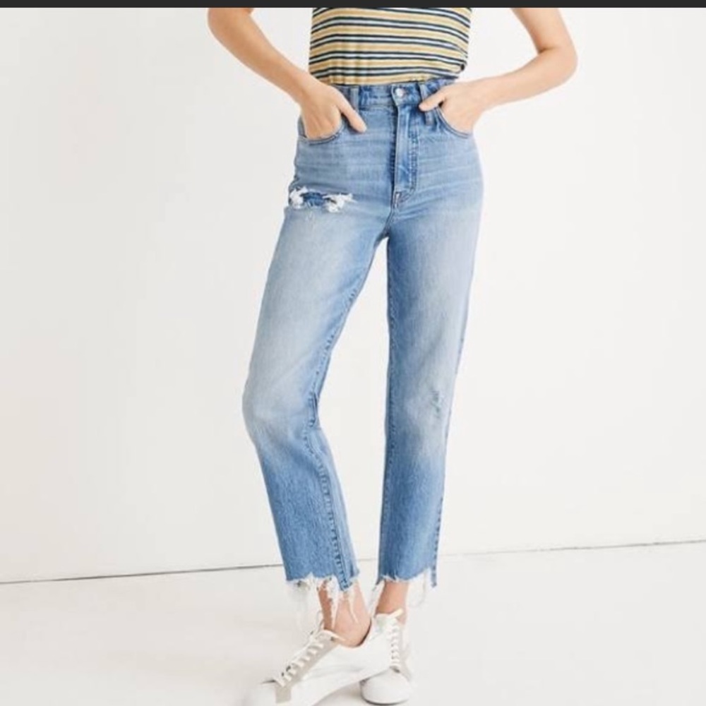 MADEWELL Classic Straight Leg Distressed Jeans